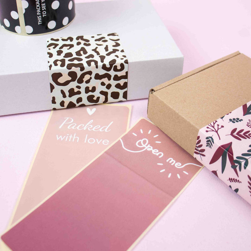 100x sluitsticker 'Packed With Love' Roze