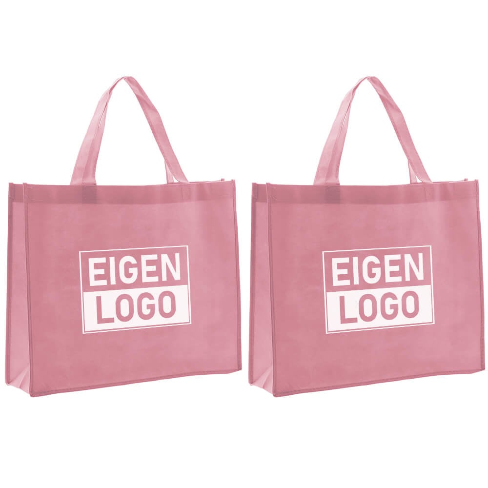 Shopper bedrukken Roze non woven 42x12x35cm - Spoed