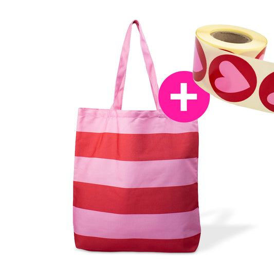 10x katoenen strandtas Pink Stripes