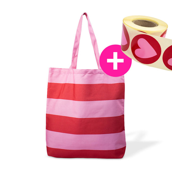 10x katoenen strandtas Pink Stripes