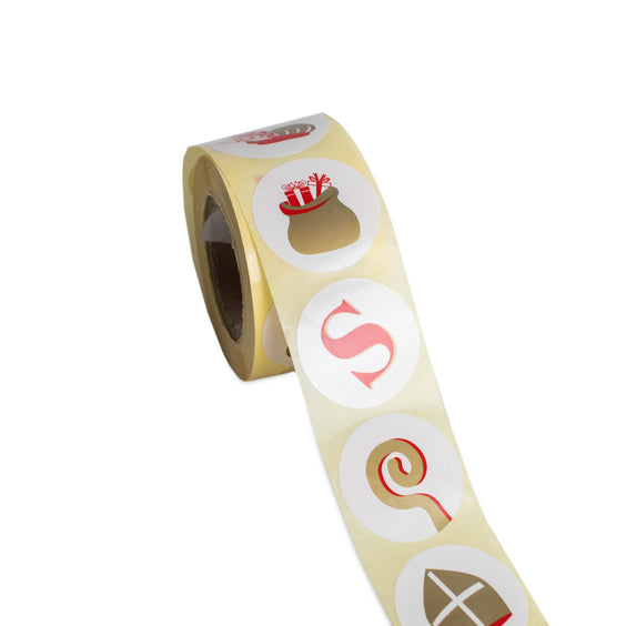 500x sticker Sint assorti Wit 40mm