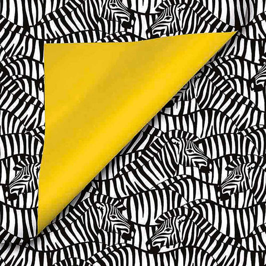 Inpakpapier Zebra-patroon + geel 50cm x 200mtr