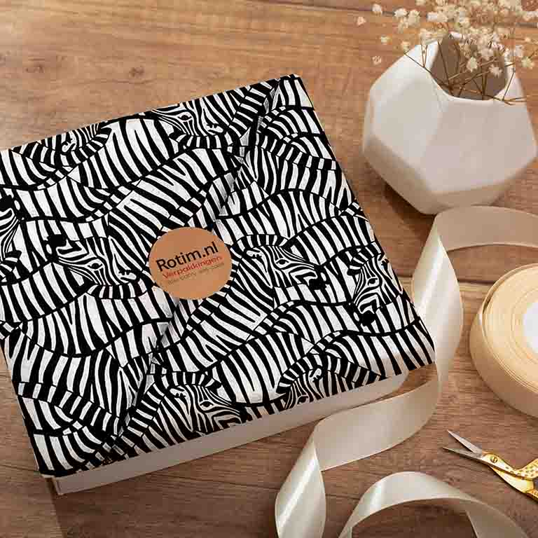 Inpakpapier Zebra-patroon + geel 50cm x 200mtr