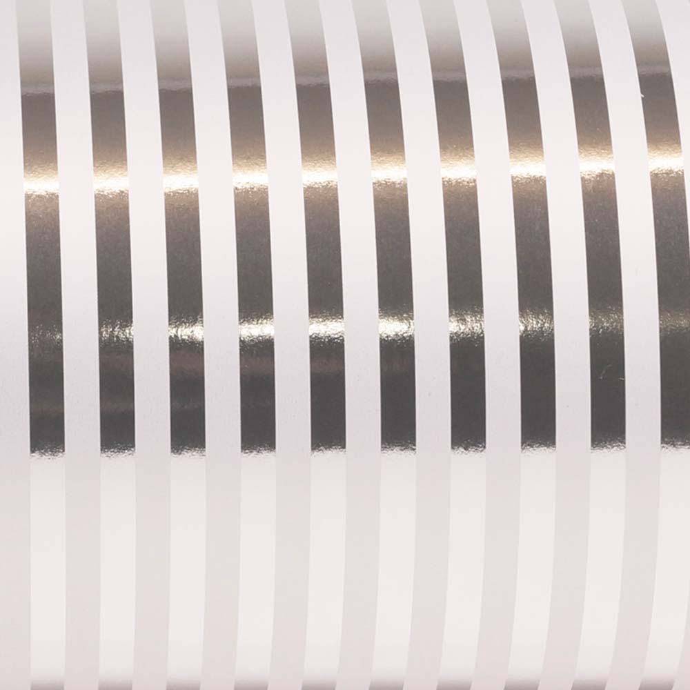 Inpakpapier Wit Zilveren strepen 50cm x 100mtr -  dessin ZP12