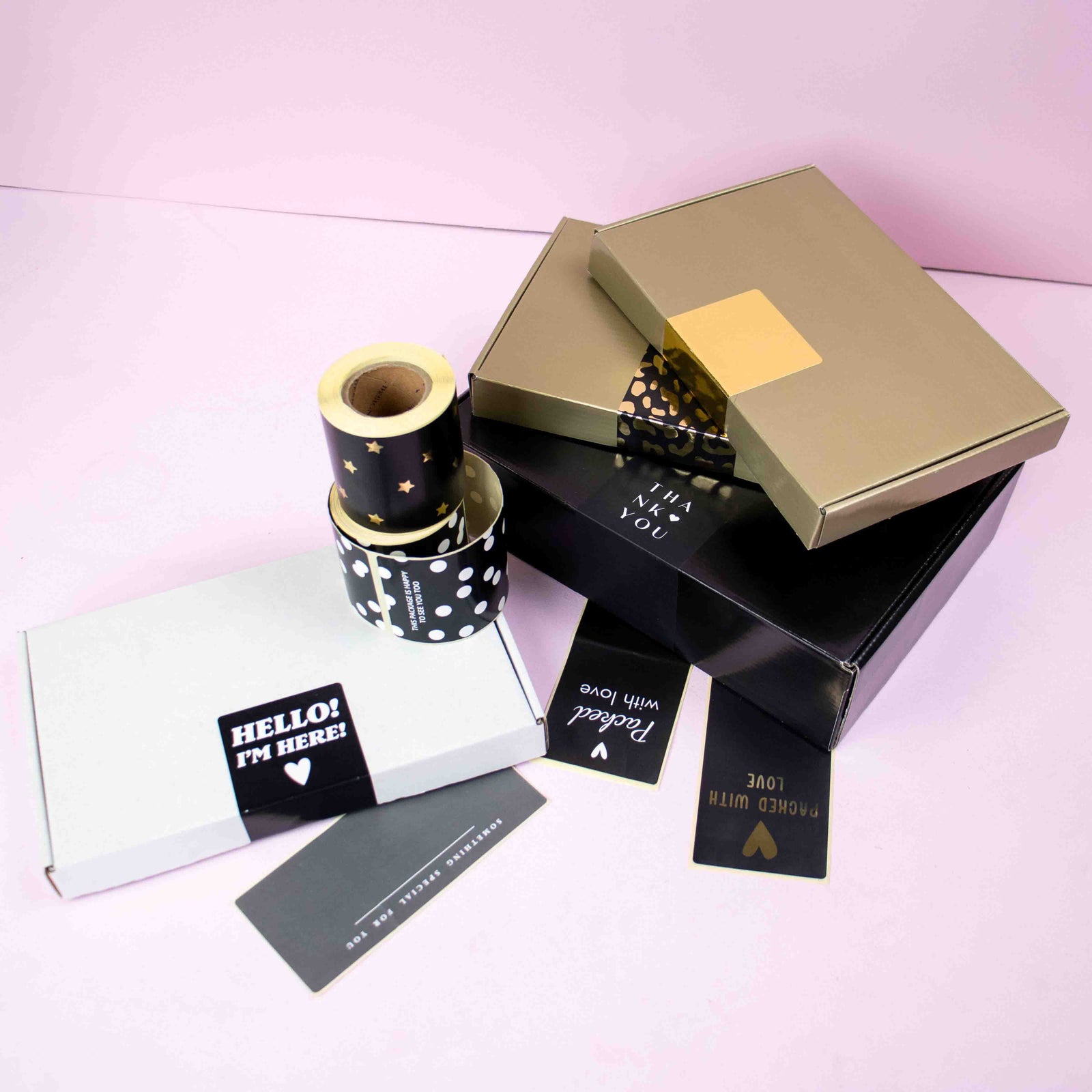 100x sluitsticker Black Stars Gold